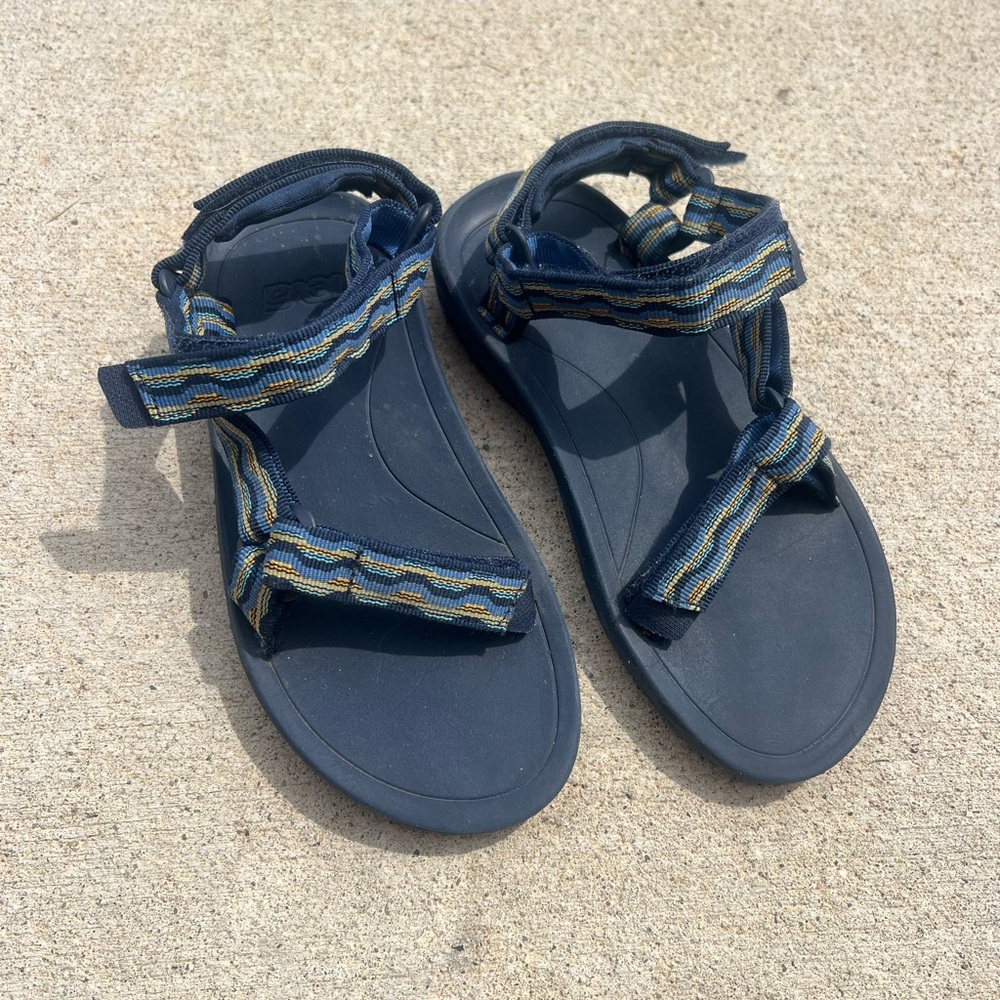 Teva Navy Strappy Sandals with Yellow & Light Blue Accents